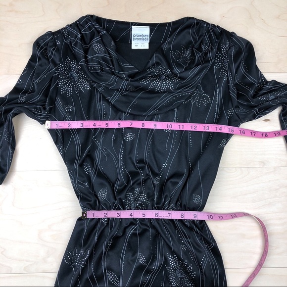 Vintage 1960s Black and Silver Cowl Neck Dress - Picture 8 of 9